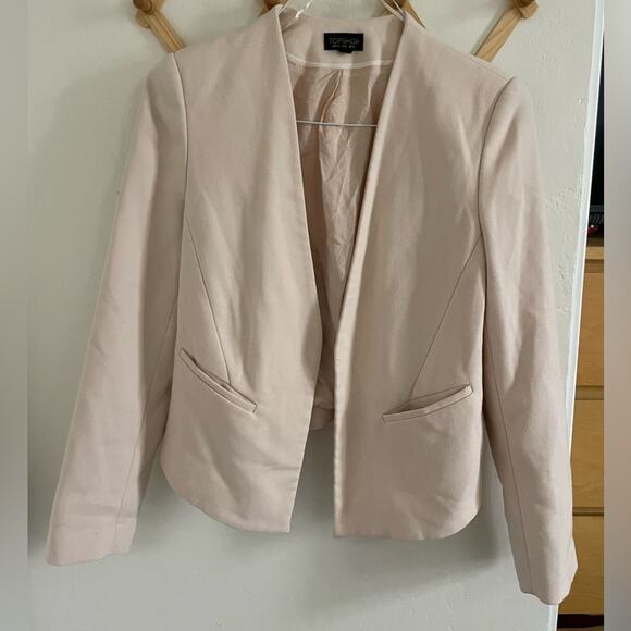 Topshop Jacket Women's 8 Molly Blazer Light Pink Workwear Casual Open Front - Picture 2 of 10